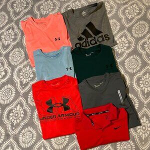 UA 7 mens S short sleeve shirt bundle very good/some EUC(1 Nike polo & 1 Adidas)
